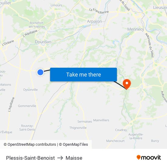Plessis-Saint-Benoist to Maisse map