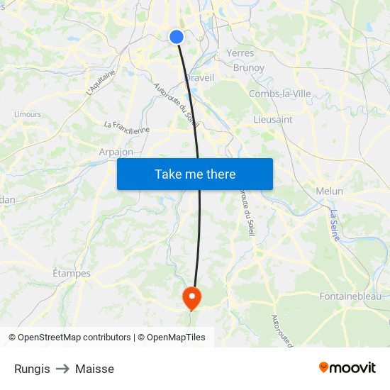 Rungis to Maisse map