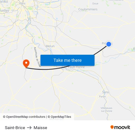 Saint-Brice to Maisse map