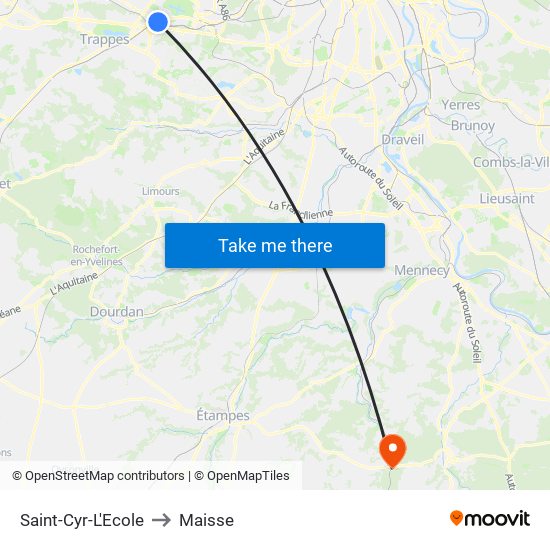 Saint-Cyr-L'Ecole to Maisse map