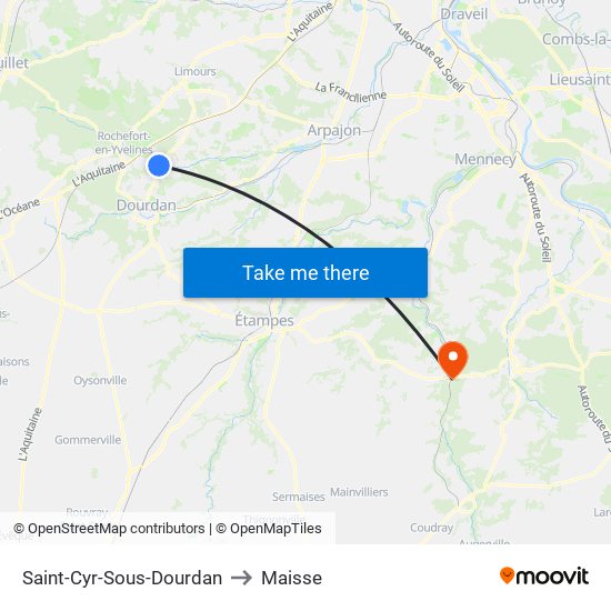 Saint-Cyr-Sous-Dourdan to Maisse map