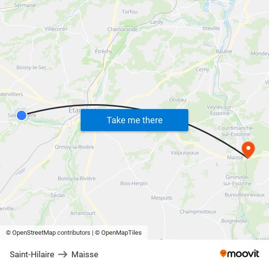 Saint-Hilaire to Maisse map