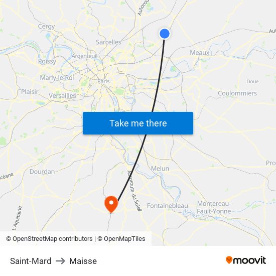 Saint-Mard to Maisse map