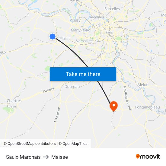 Saulx-Marchais to Maisse map