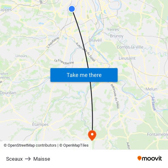Sceaux to Maisse map