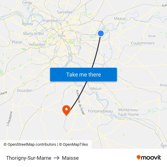 Thorigny-Sur-Marne to Maisse map