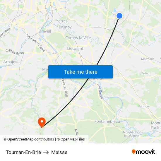 Tournan-En-Brie to Maisse map