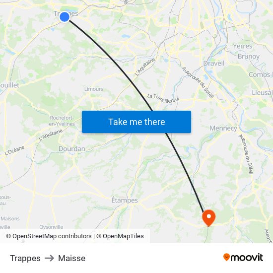 Trappes to Maisse map