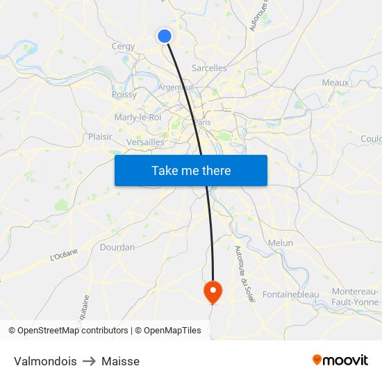 Valmondois to Maisse map