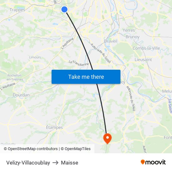 Velizy-Villacoublay to Maisse map