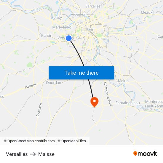 Versailles to Maisse map