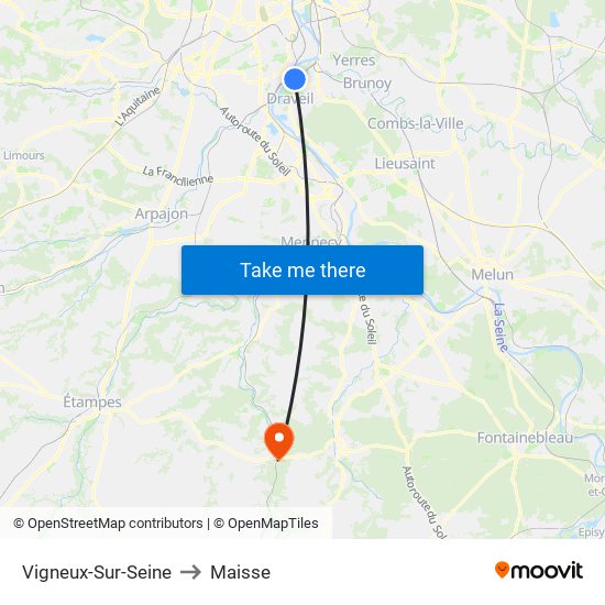 Vigneux-Sur-Seine to Maisse map