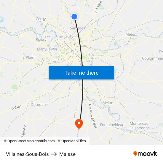 Villaines-Sous-Bois to Maisse map