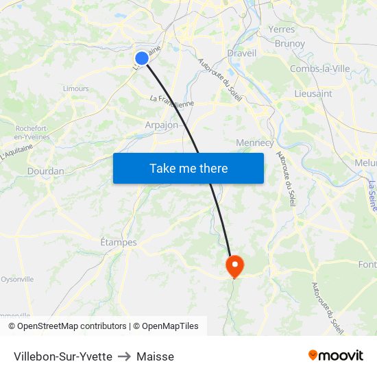 Villebon-Sur-Yvette to Maisse map
