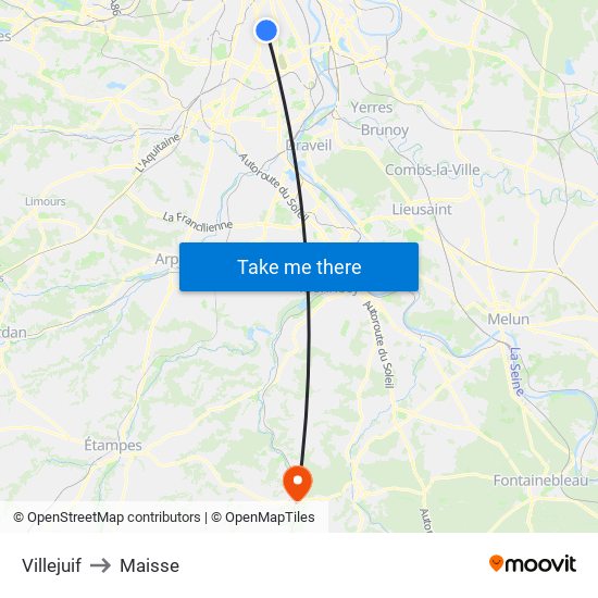 Villejuif to Maisse map