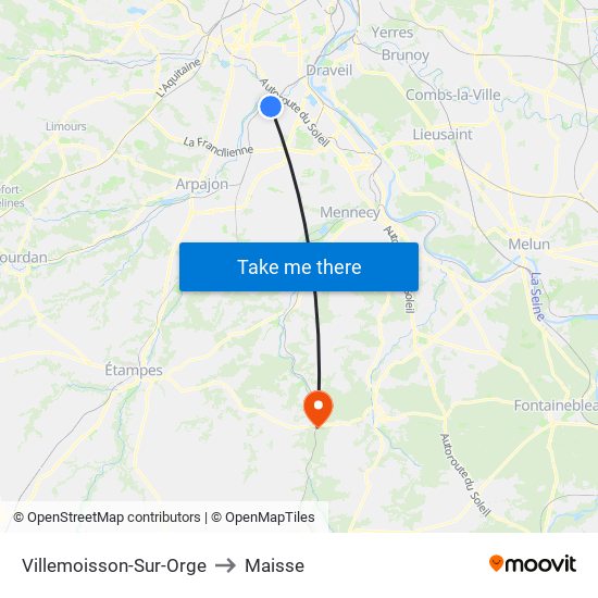 Villemoisson-Sur-Orge to Maisse map
