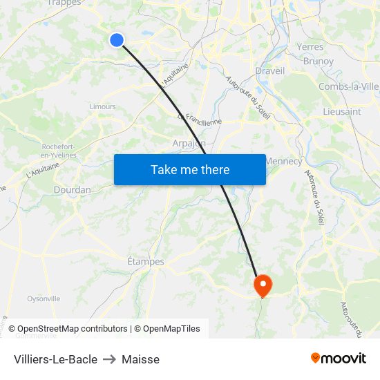 Villiers-Le-Bacle to Maisse map