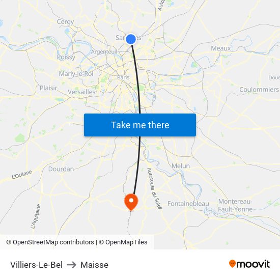 Villiers-Le-Bel to Maisse map