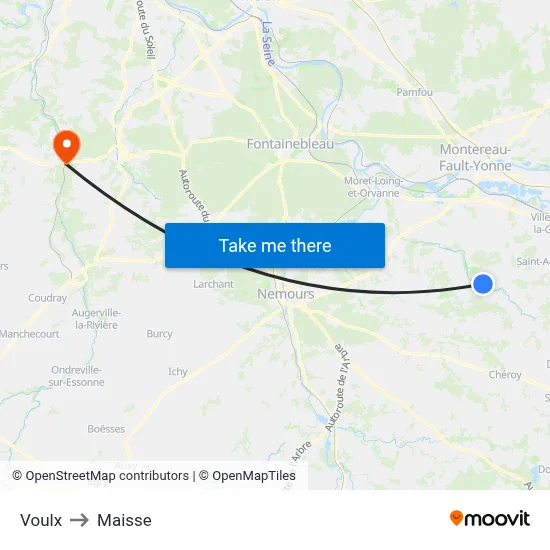 Voulx to Maisse map