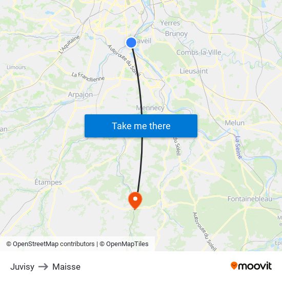 Juvisy to Maisse map