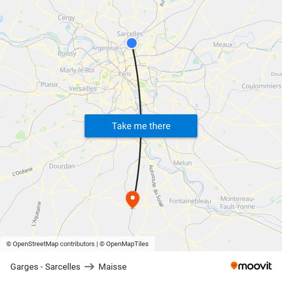Garges - Sarcelles to Maisse map