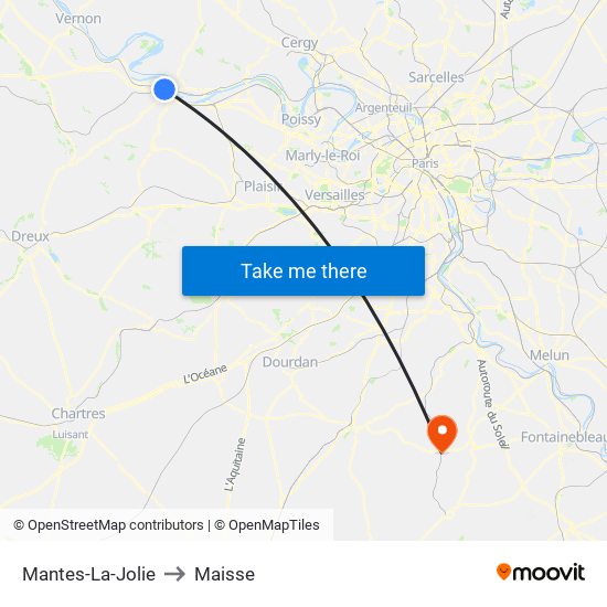 Mantes-La-Jolie to Maisse map