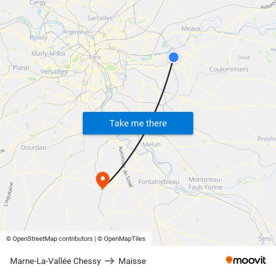 Marne-La-Vallée Chessy to Maisse map