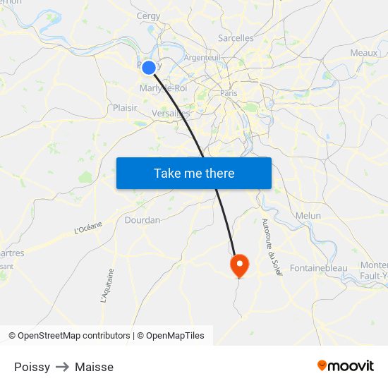 Poissy to Maisse map