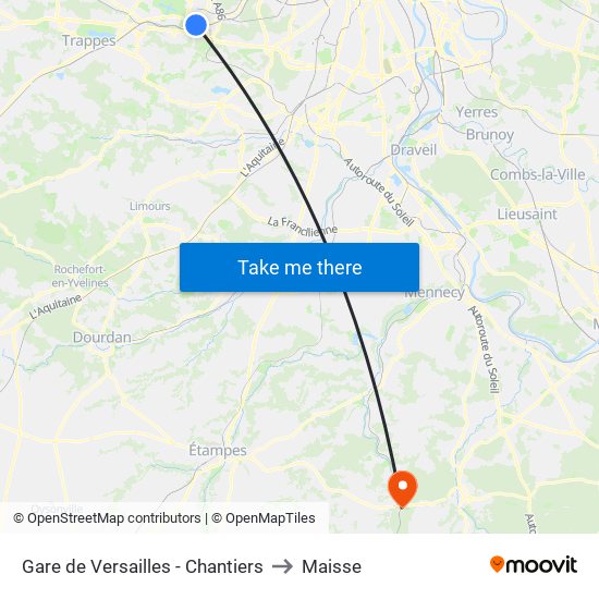Gare de Versailles - Chantiers to Maisse map