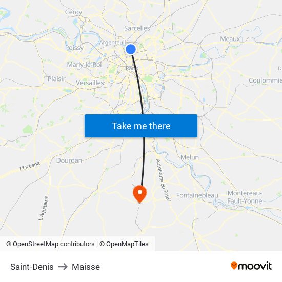 Saint-Denis to Maisse map