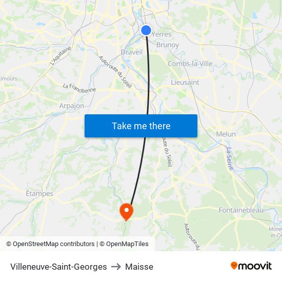 Villeneuve-Saint-Georges to Maisse map