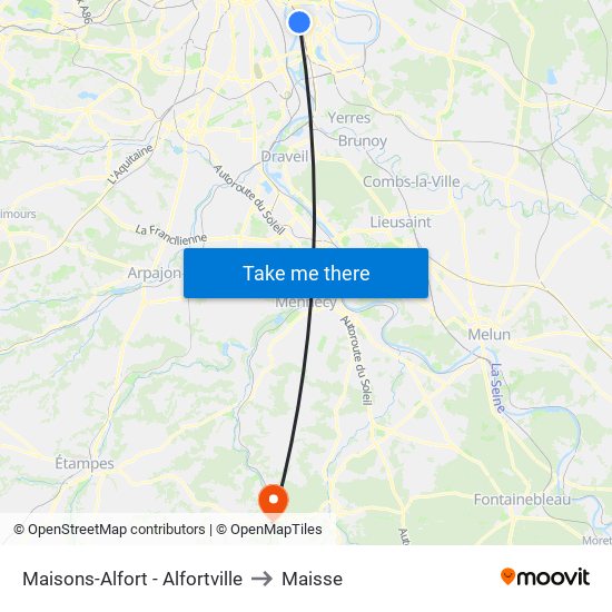 Maisons-Alfort - Alfortville to Maisse map