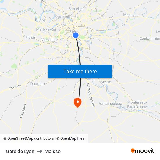 Gare de Lyon to Maisse map