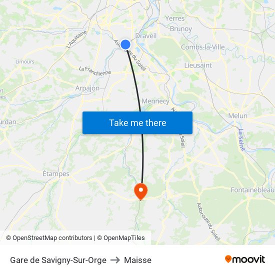 Gare de Savigny-Sur-Orge to Maisse map