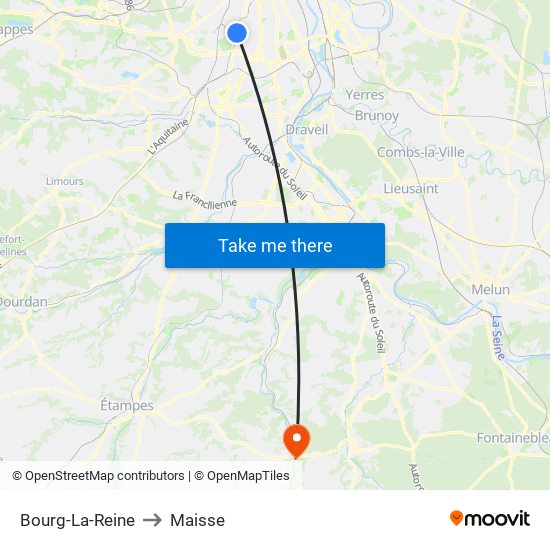 Bourg-La-Reine to Maisse map