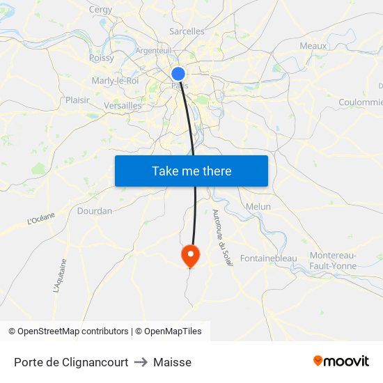 Porte de Clignancourt to Maisse map