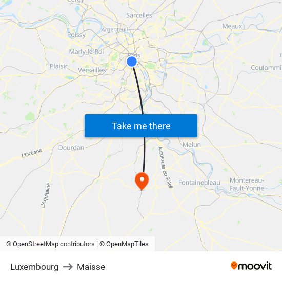 Luxembourg to Maisse map