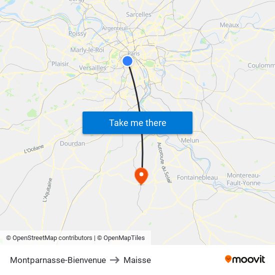 Montparnasse-Bienvenue to Maisse map