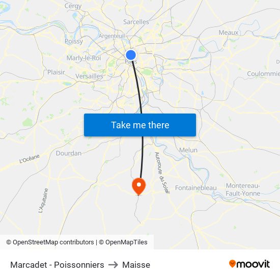 Marcadet - Poissonniers to Maisse map