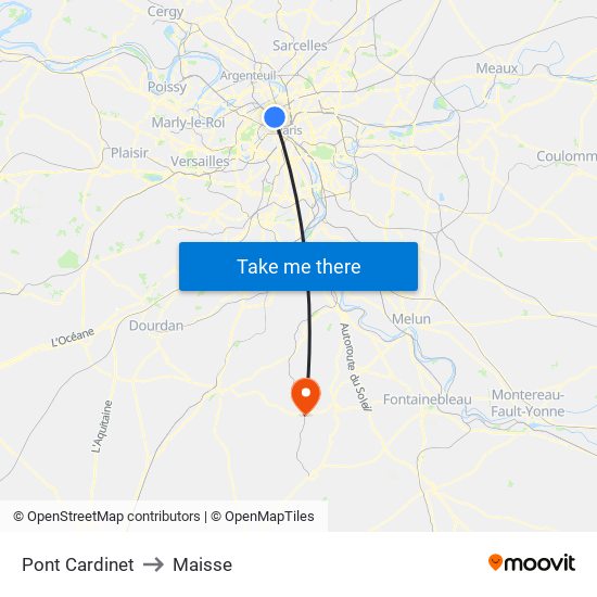 Pont Cardinet to Maisse map