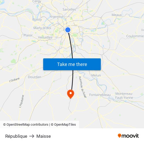 République to Maisse map