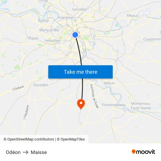 Odéon to Maisse map