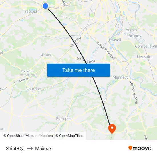 Saint-Cyr to Maisse map
