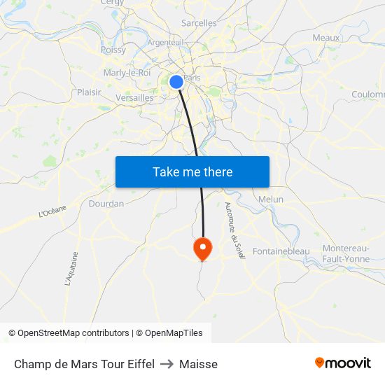 Champ de Mars Tour Eiffel to Maisse map