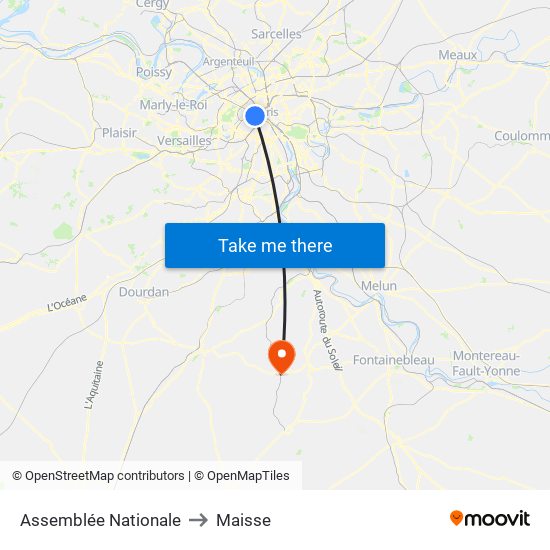 Assemblée Nationale to Maisse map