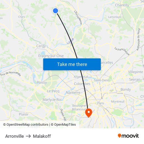 Arronville to Malakoff map