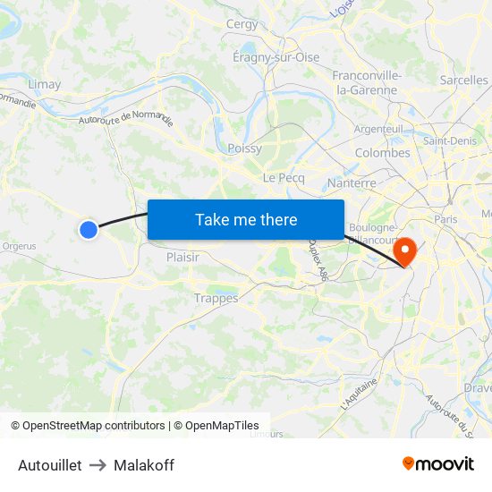 Autouillet to Malakoff map