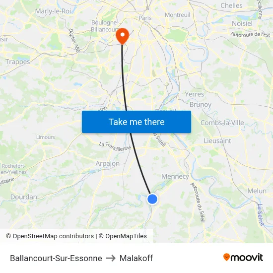 Ballancourt-Sur-Essonne to Malakoff map