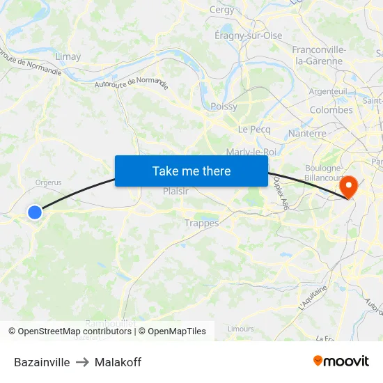 Bazainville to Malakoff map