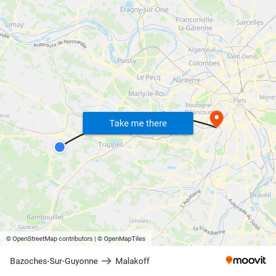 Bazoches-Sur-Guyonne to Malakoff map